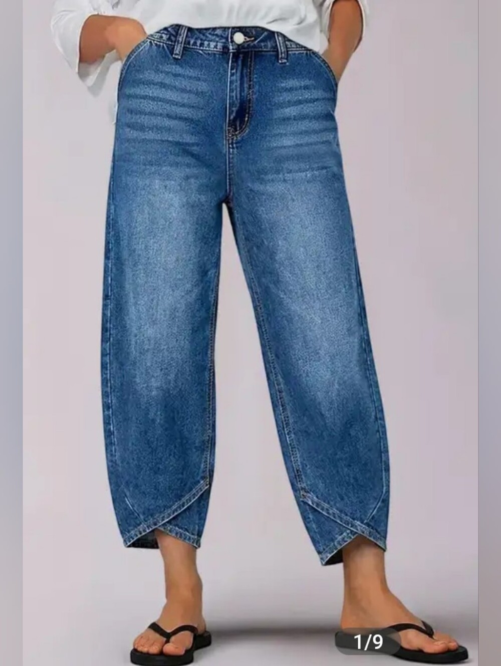 Flamingals Wash Tulip Hem High Rise Straight Leg Crop Jeans NWT Medium